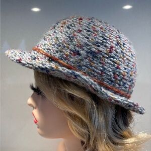 Vintage Eaton Wool Blend Tweed Cloche Hat Made In Italy